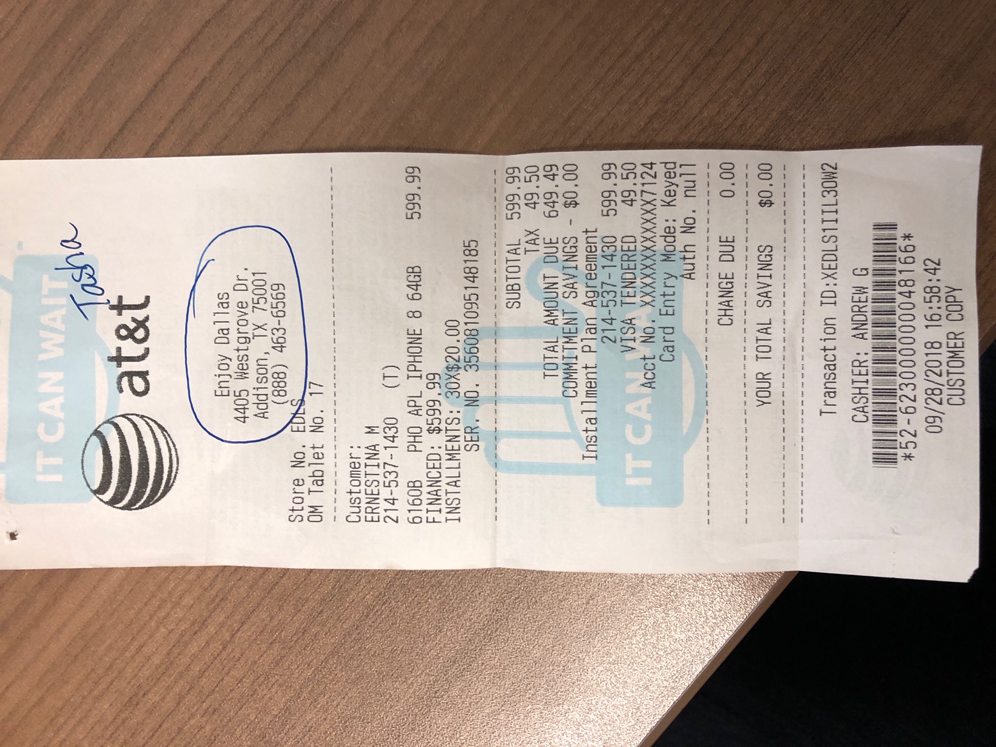 At&t Receipt